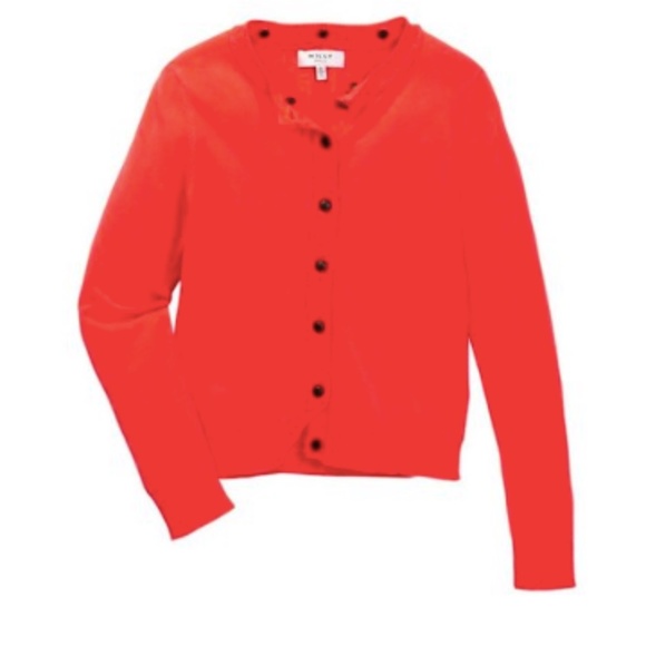 Milly Minis Faux Leather Collar Cardigan 12  (Big Girls) in Neon Melon - Picture 2 of 6